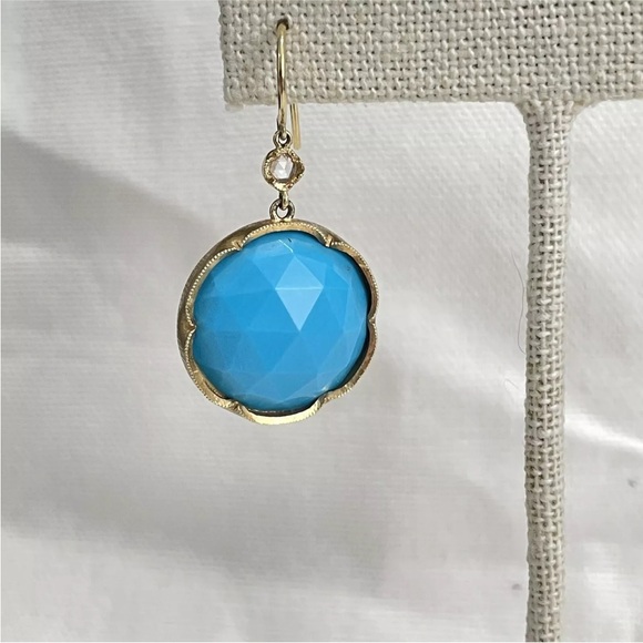Irene Neuwirth Large Turquoise And Diamond Drop Earrings In 18k Gold - Picture 10 of 16